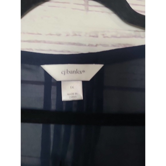 CJ Banks Navy Blue Embroidered Floral Lace Flowy Boho Top Womans Plus Size 1X - Picture 4 of 5